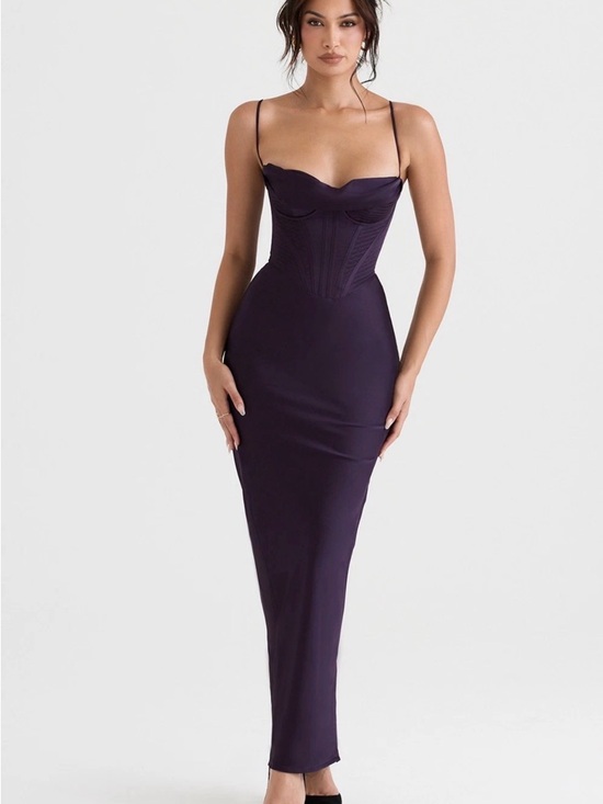 House of CB Dresses & Skirts - Elegant Purple Corset-Style Maxi Dress